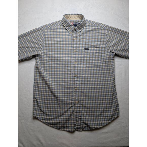 Chaps Ralph Lauren Vintage Mens Short Sleeve Button Down Shirt - Large Plaid - Picture 4 of 8